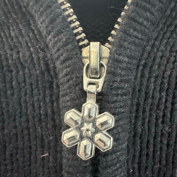 Croft Barrow Cardigan Birds Cardigan Zipper Black Holiday Winter Size Medium - Picture 4 of 8